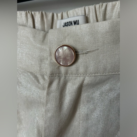 Jason Wu Gold Cream Bow Crop Top with Wide Leg Pant Set - Picture 7 of 9